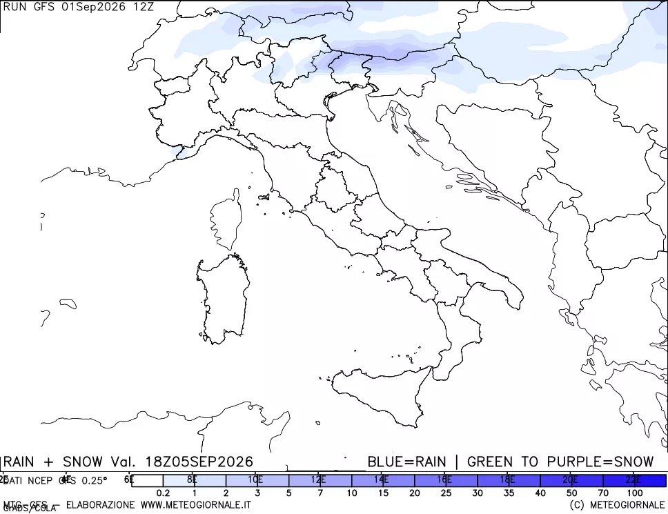 mappa Precipitazioni totali e nevose
