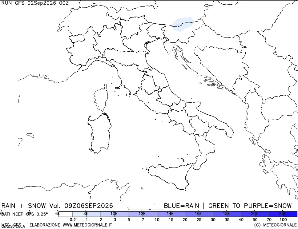 mappa Precipitazioni totali e nevose