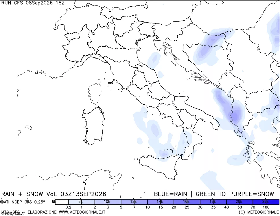 mappa Precipitazioni totali e nevose