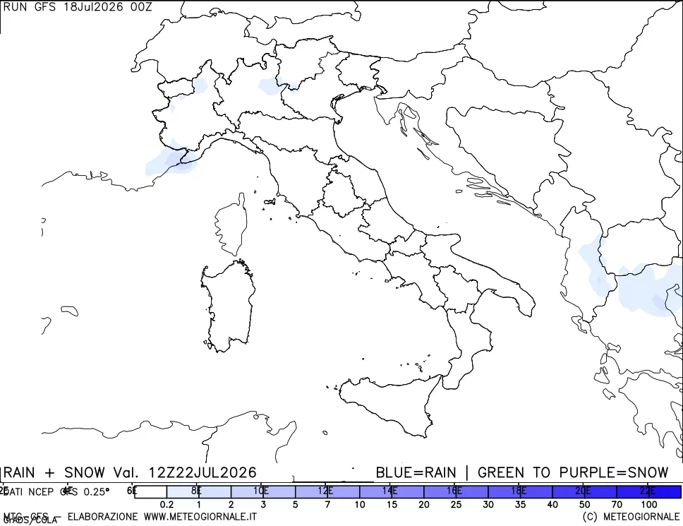 mappa Precipitazioni totali e nevose