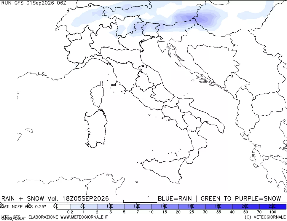 mappa Precipitazioni totali e nevose