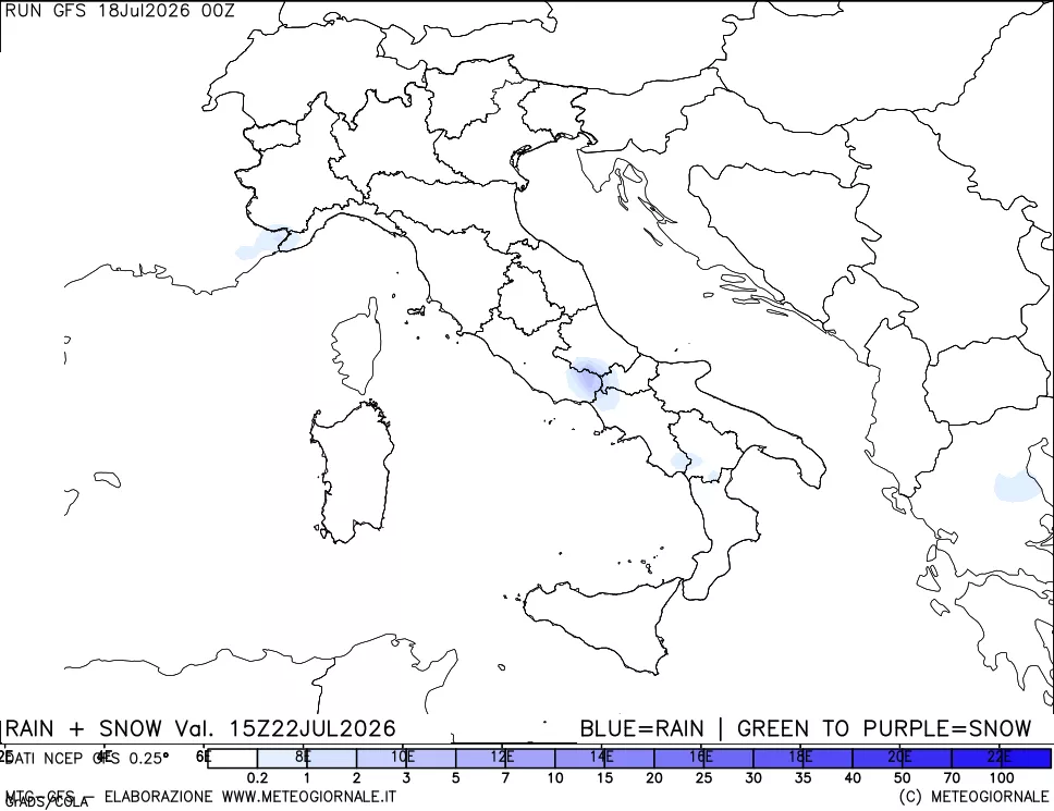 mappa Precipitazioni totali e nevose