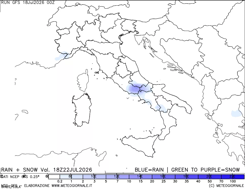 mappa Precipitazioni totali e nevose