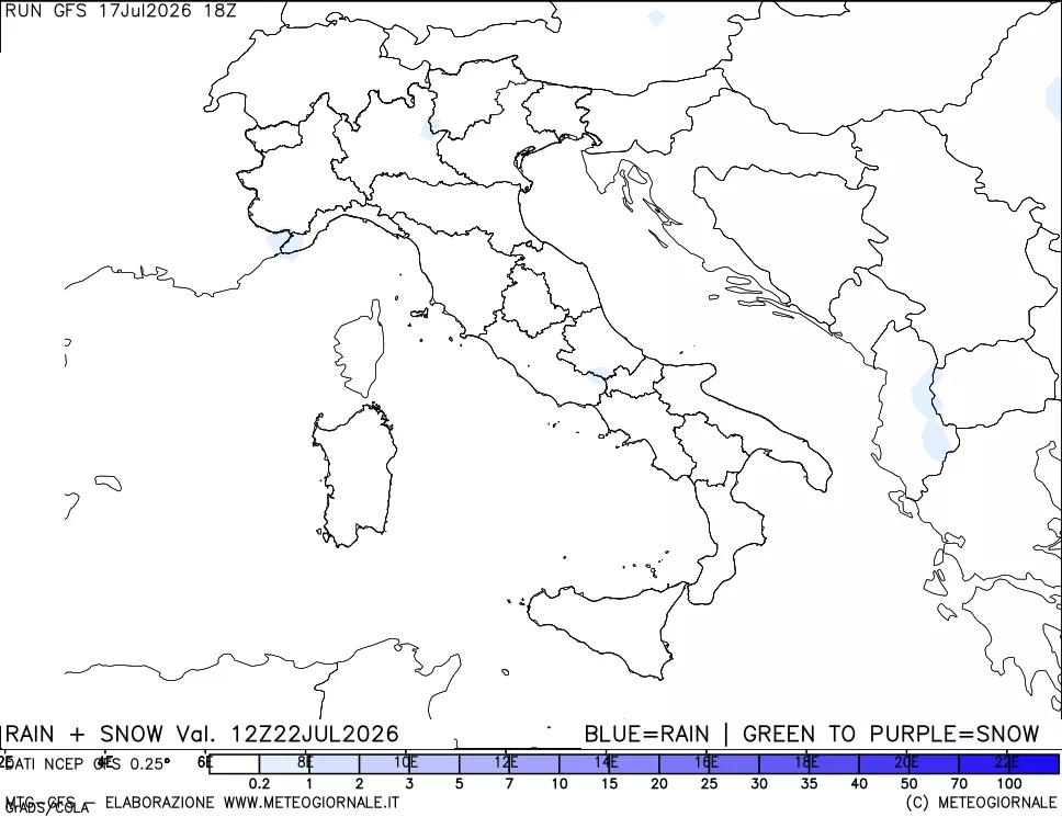 mappa Precipitazioni totali e nevose