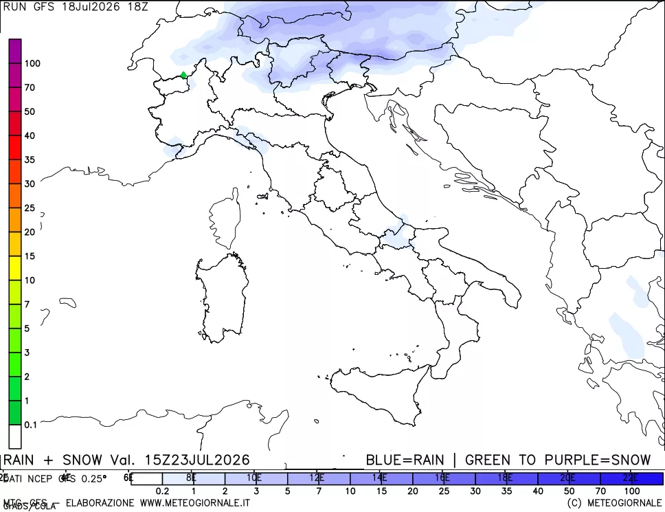 mappa Precipitazioni totali e nevose