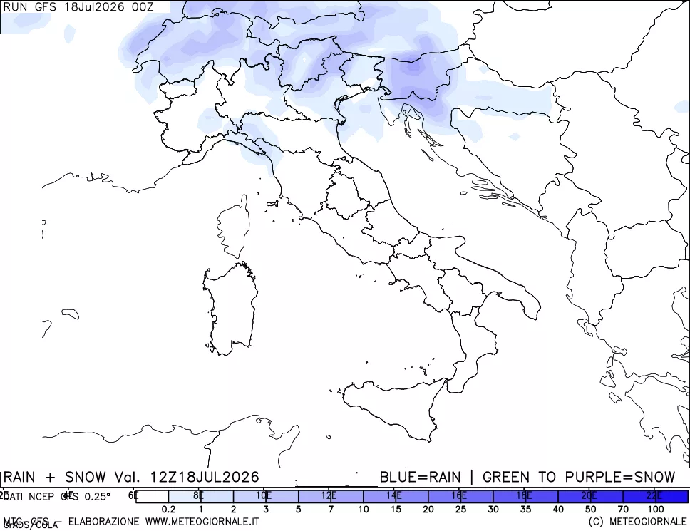 mappa Precipitazioni totali e nevose