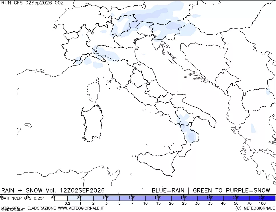 mappa Precipitazioni totali e nevose
