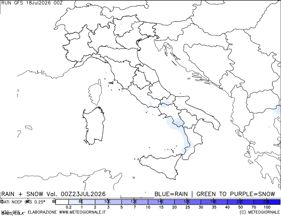 mappa Precipitazioni totali e nevose