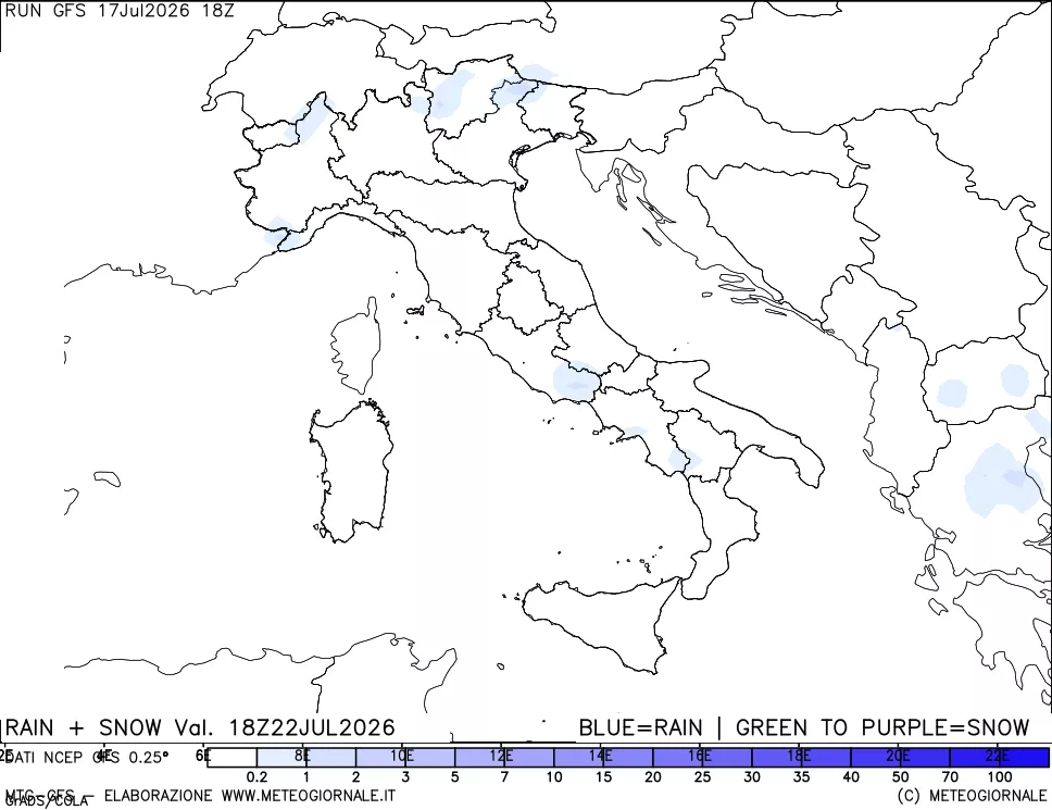 mappa Precipitazioni totali e nevose