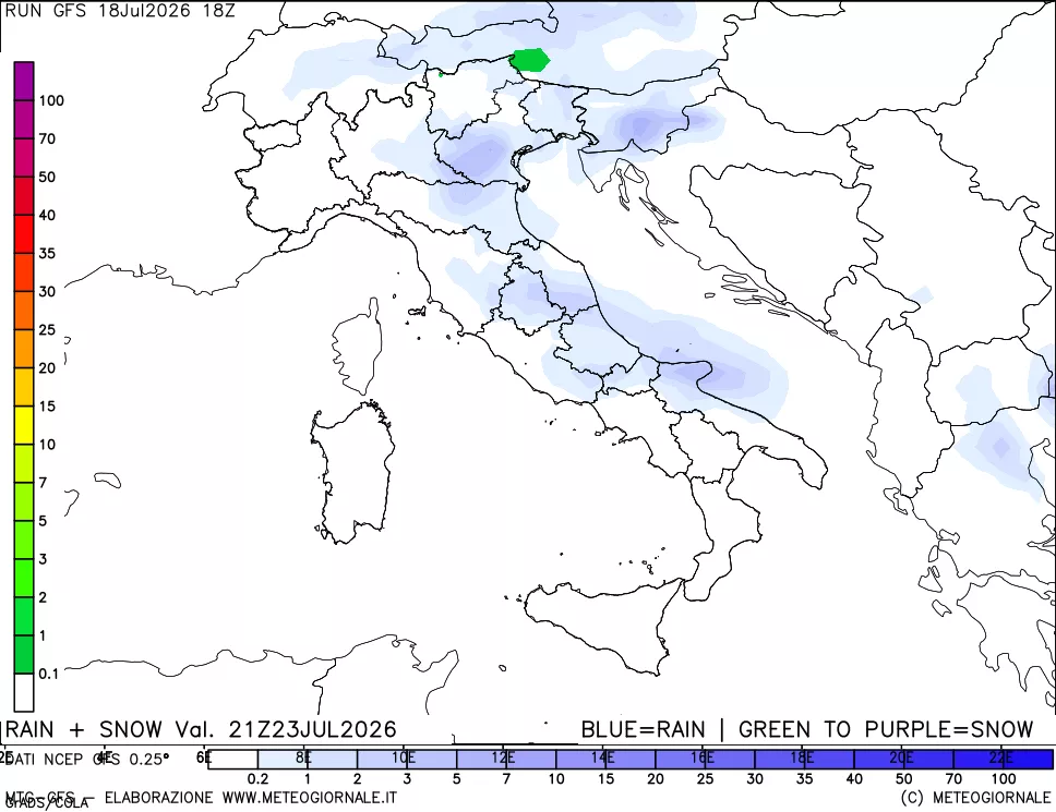 mappa Precipitazioni totali e nevose