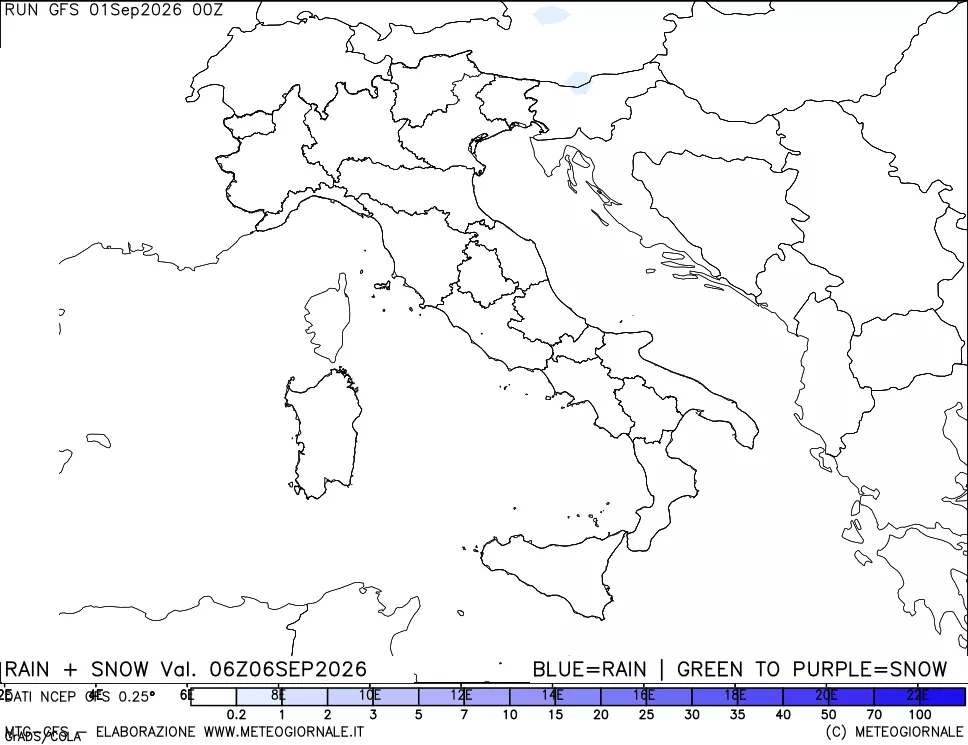 mappa Precipitazioni totali e nevose