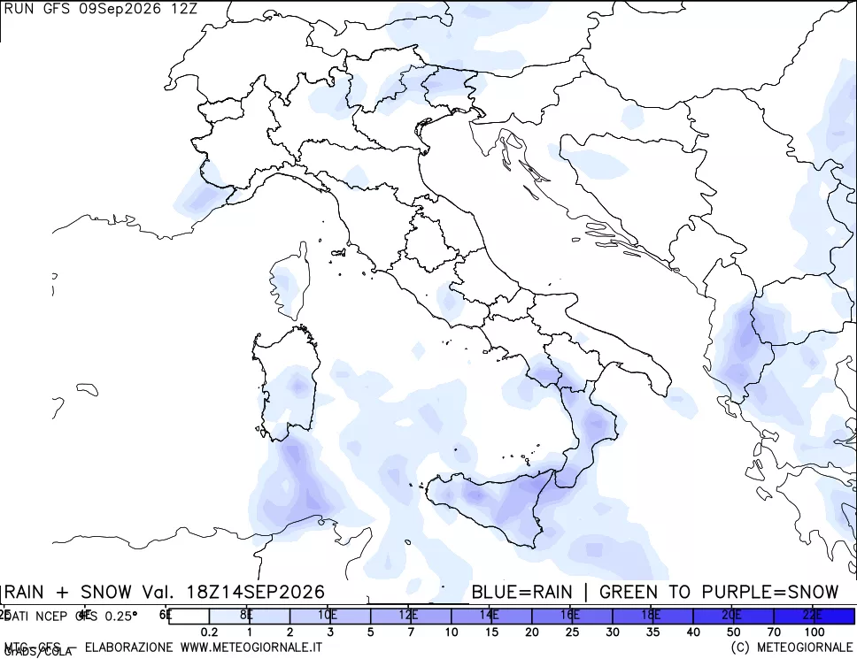 mappa Precipitazioni totali e nevose