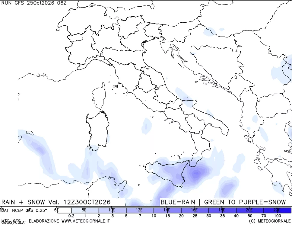 mappa Precipitazioni totali e nevose