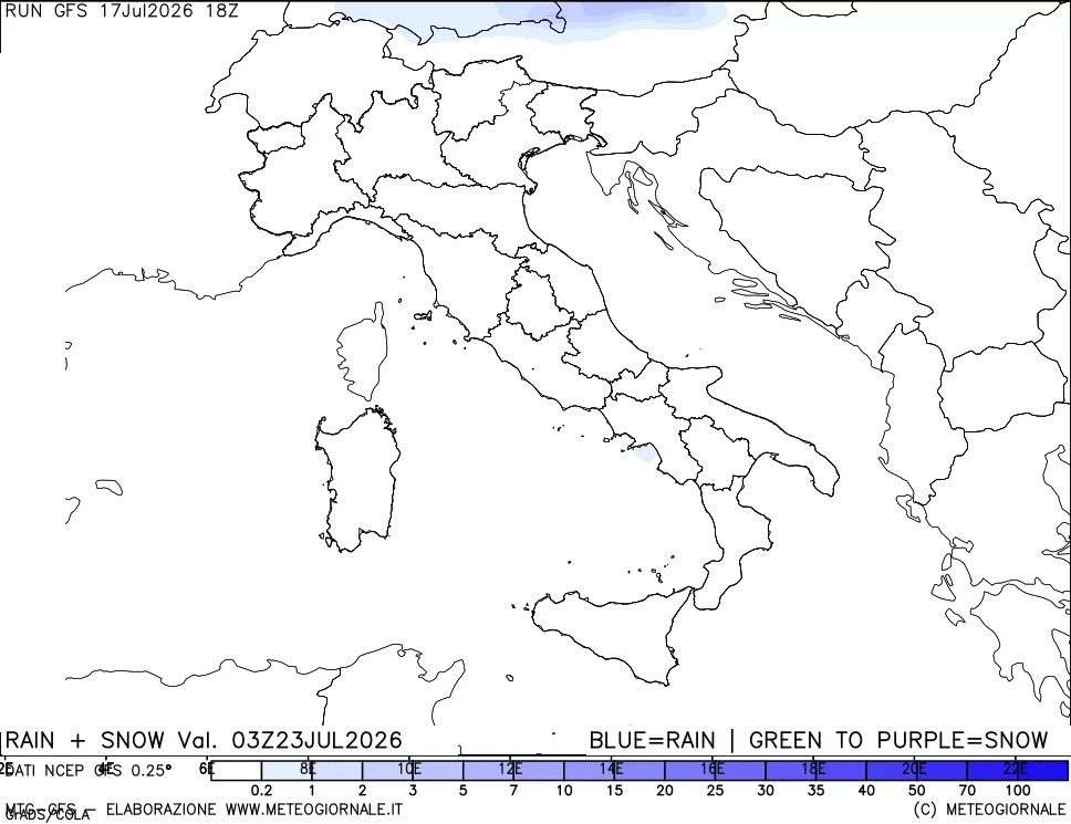 mappa Precipitazioni totali e nevose