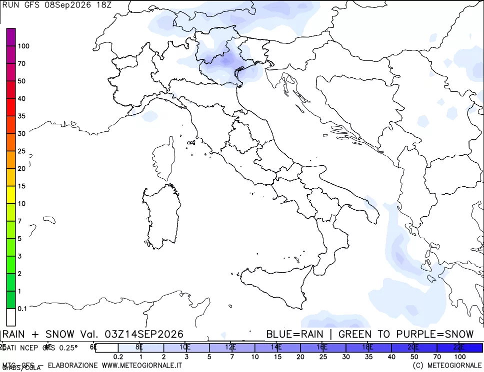 mappa Precipitazioni totali e nevose