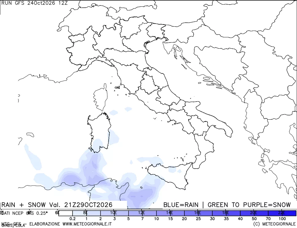mappa Precipitazioni totali e nevose