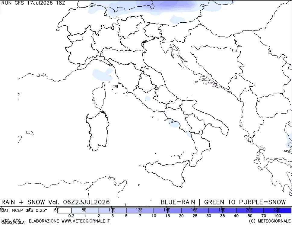 mappa Precipitazioni totali e nevose