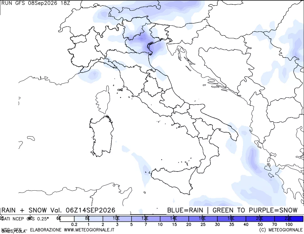 mappa Precipitazioni totali e nevose