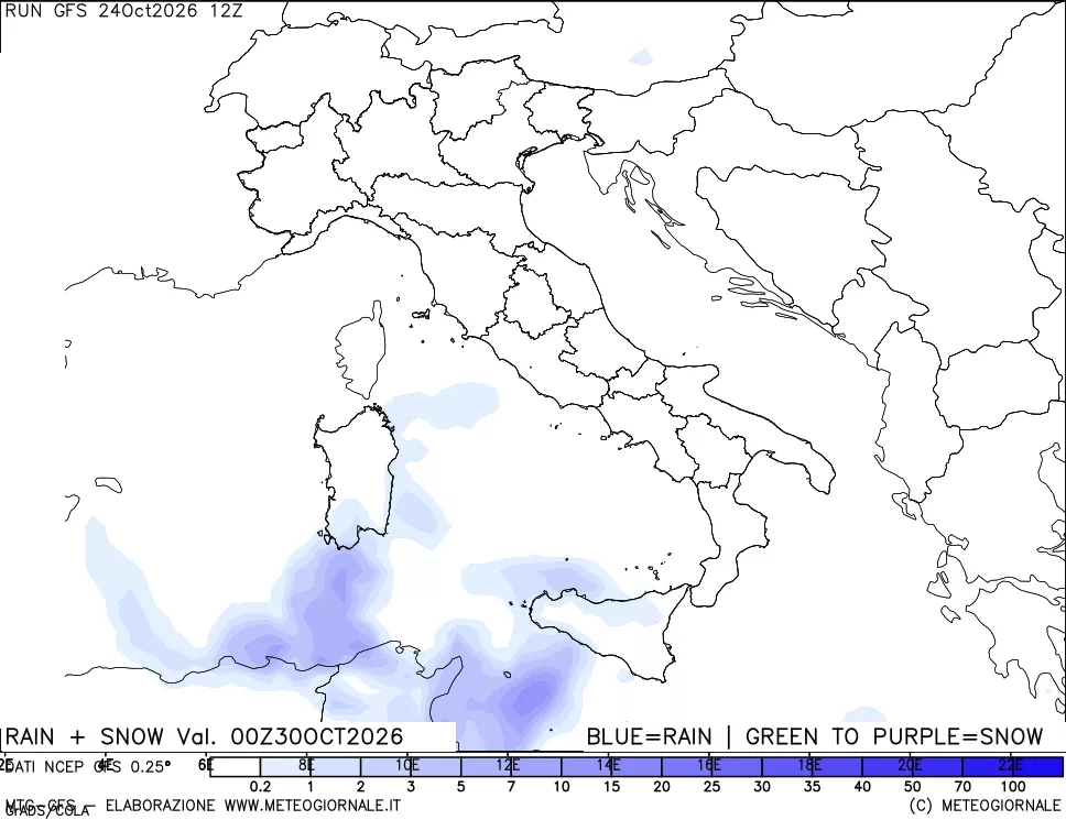 mappa Precipitazioni totali e nevose