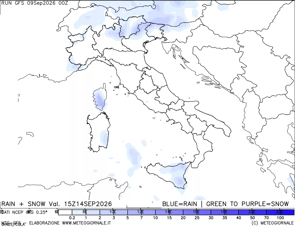 mappa Precipitazioni totali e nevose