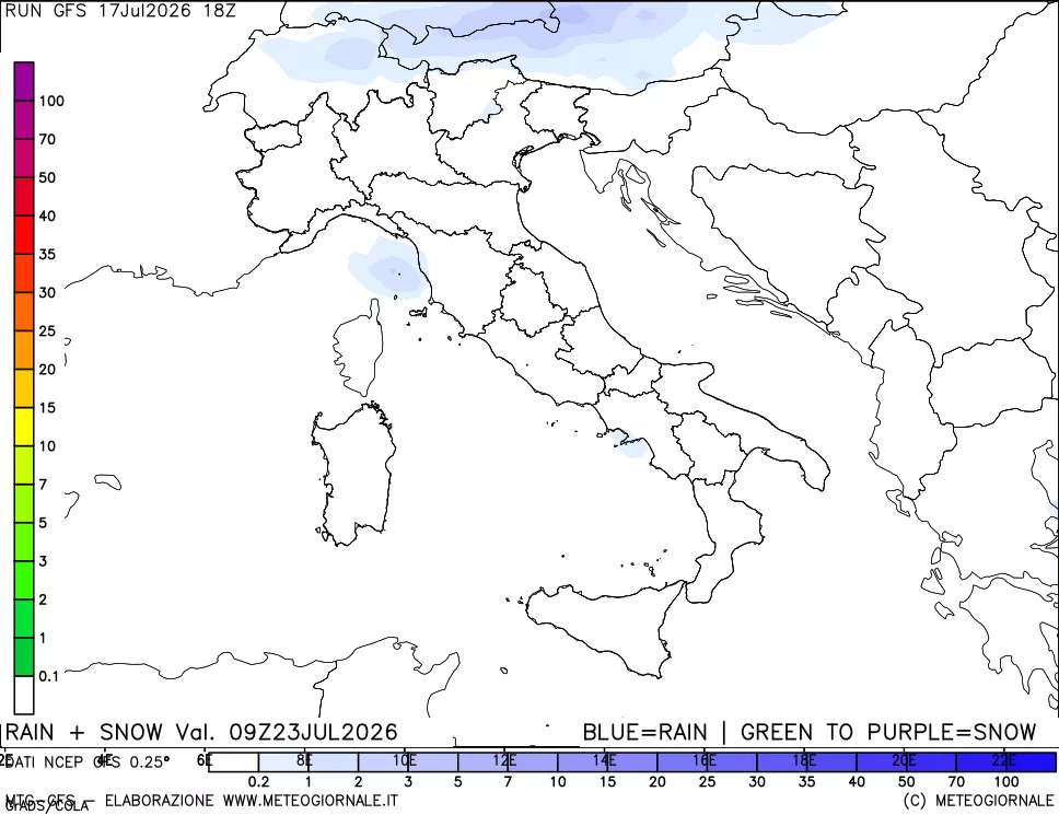 mappa Precipitazioni totali e nevose