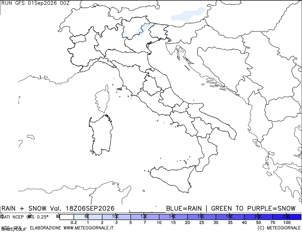 mappa Precipitazioni totali e nevose