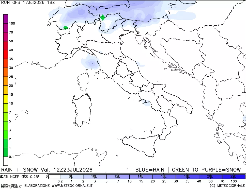 mappa Precipitazioni totali e nevose