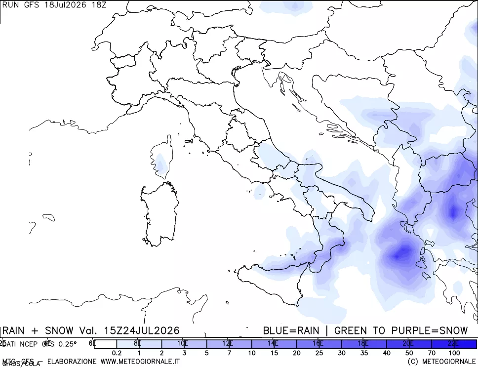 mappa Precipitazioni totali e nevose