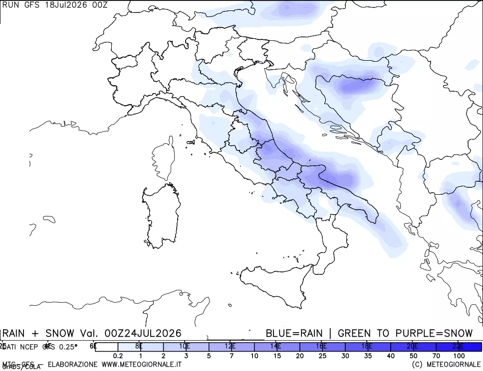 mappa Precipitazioni totali e nevose
