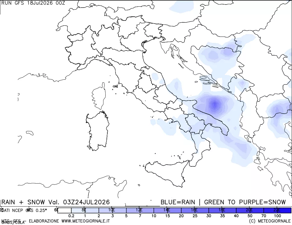 mappa Precipitazioni totali e nevose