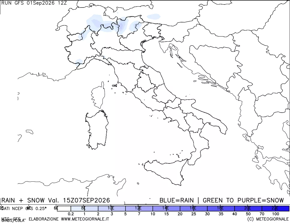 mappa Precipitazioni totali e nevose