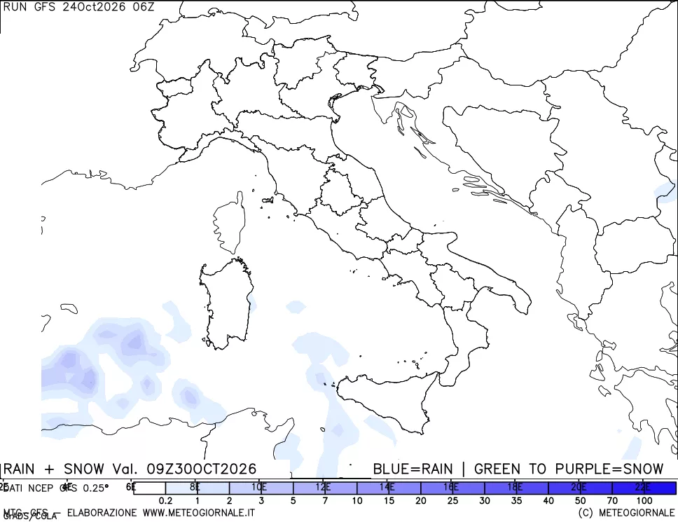 mappa Precipitazioni totali e nevose