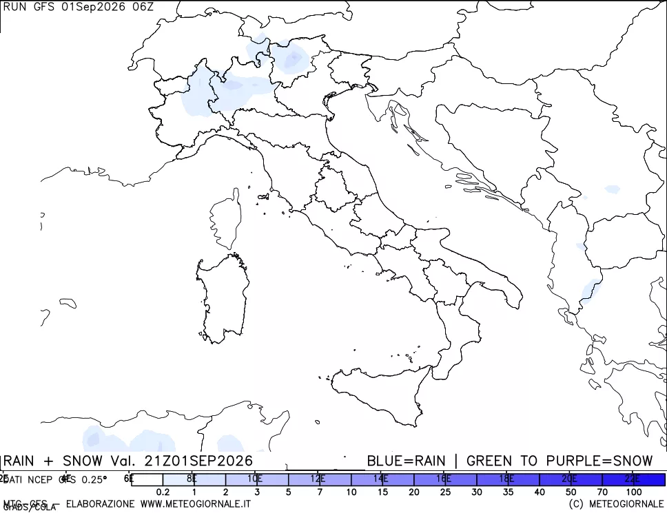 mappa Precipitazioni totali e nevose