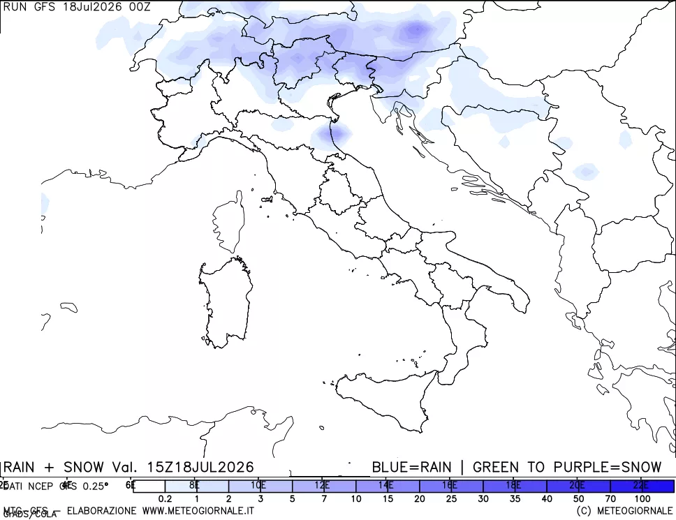 mappa Precipitazioni totali e nevose