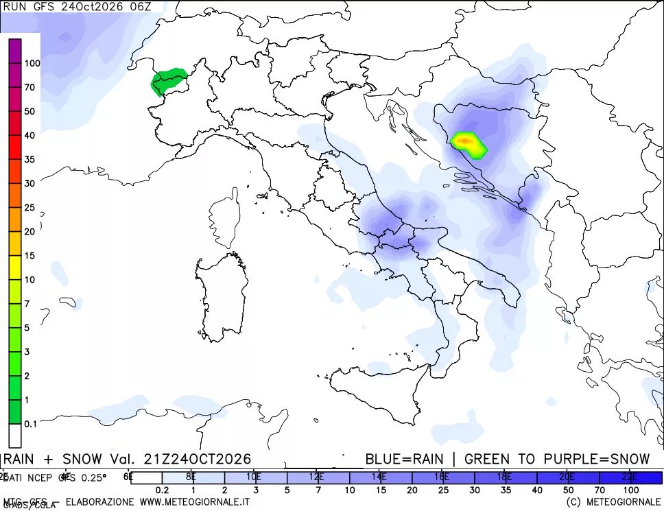 mappa Precipitazioni totali e nevose