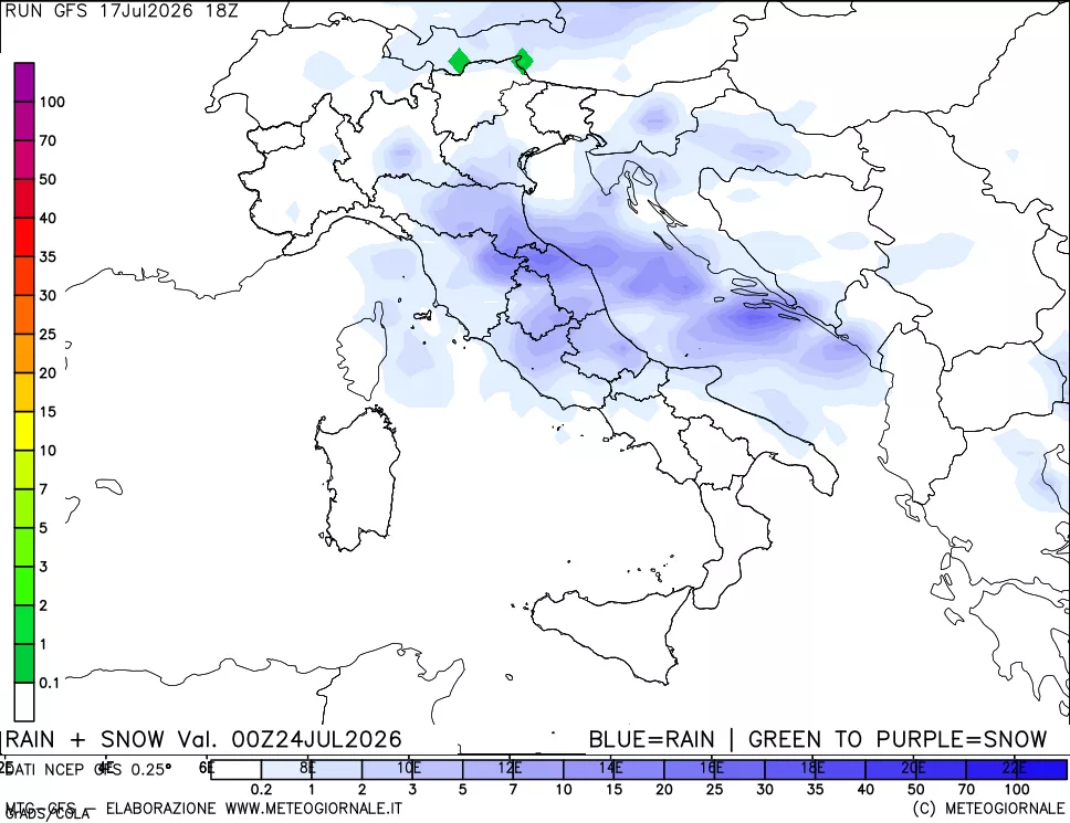 mappa Precipitazioni totali e nevose