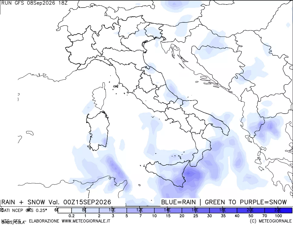 mappa Precipitazioni totali e nevose