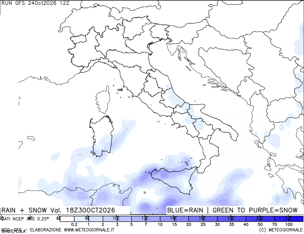 mappa Precipitazioni totali e nevose