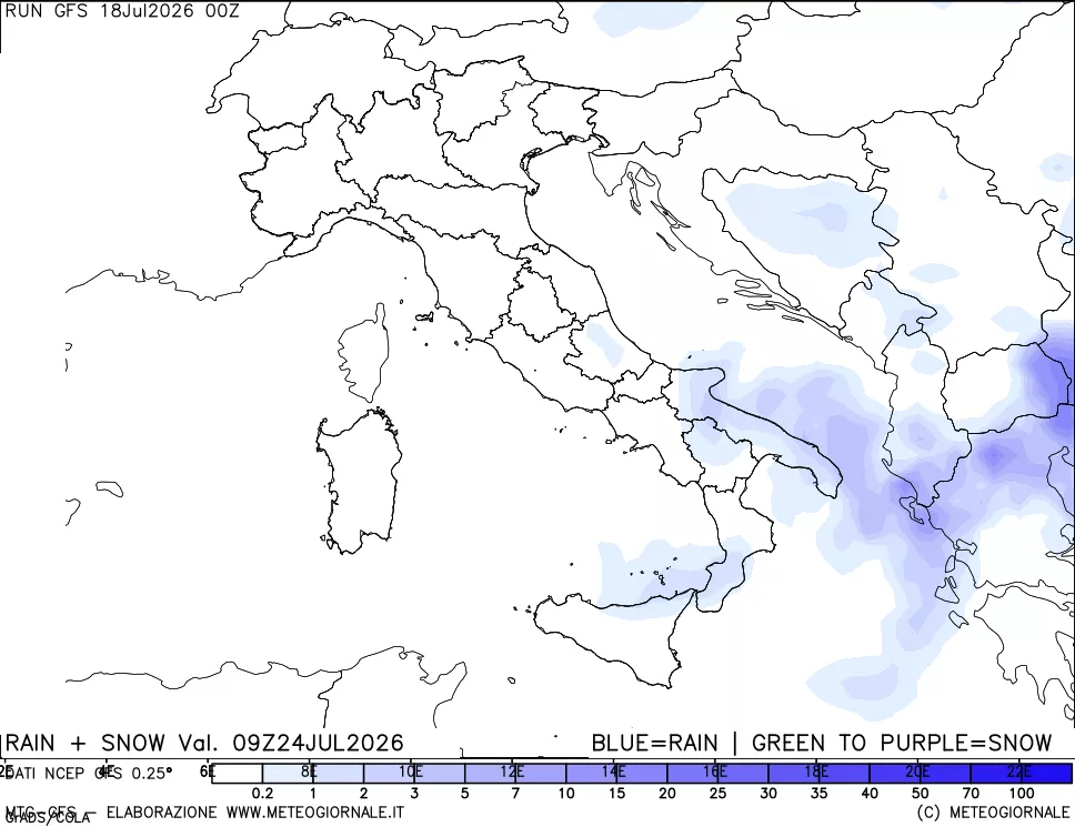 mappa Precipitazioni totali e nevose