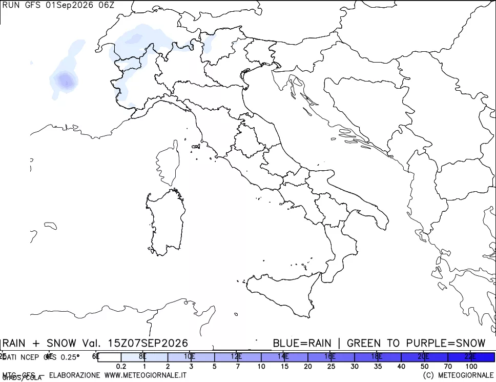mappa Precipitazioni totali e nevose