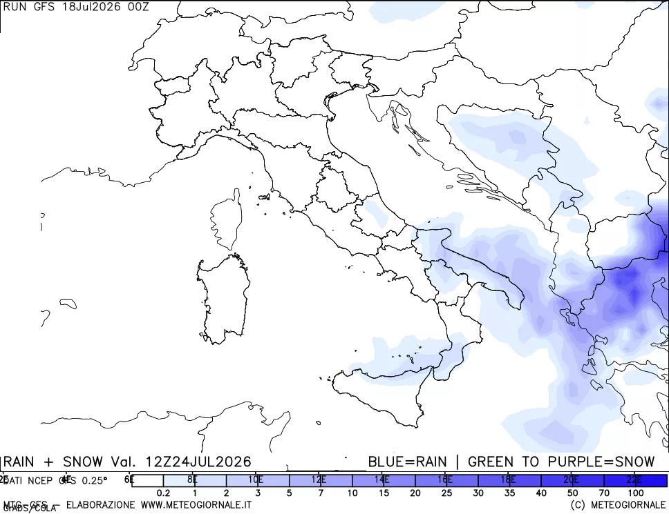 mappa Precipitazioni totali e nevose