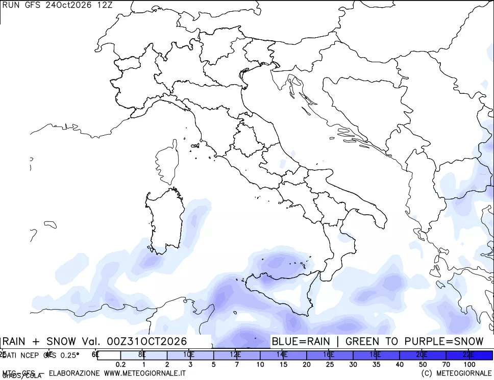 mappa Precipitazioni totali e nevose