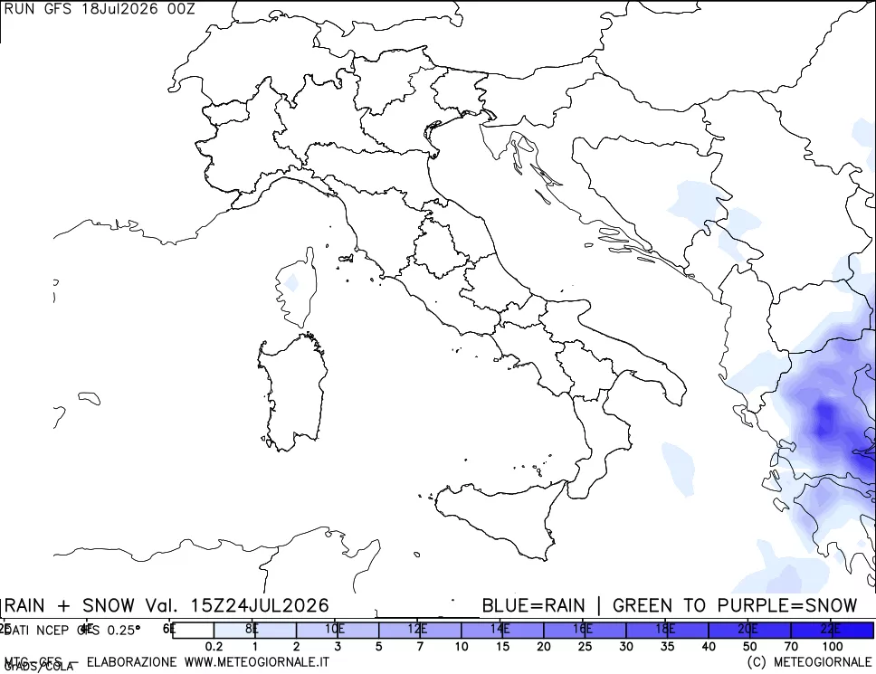 mappa Precipitazioni totali e nevose