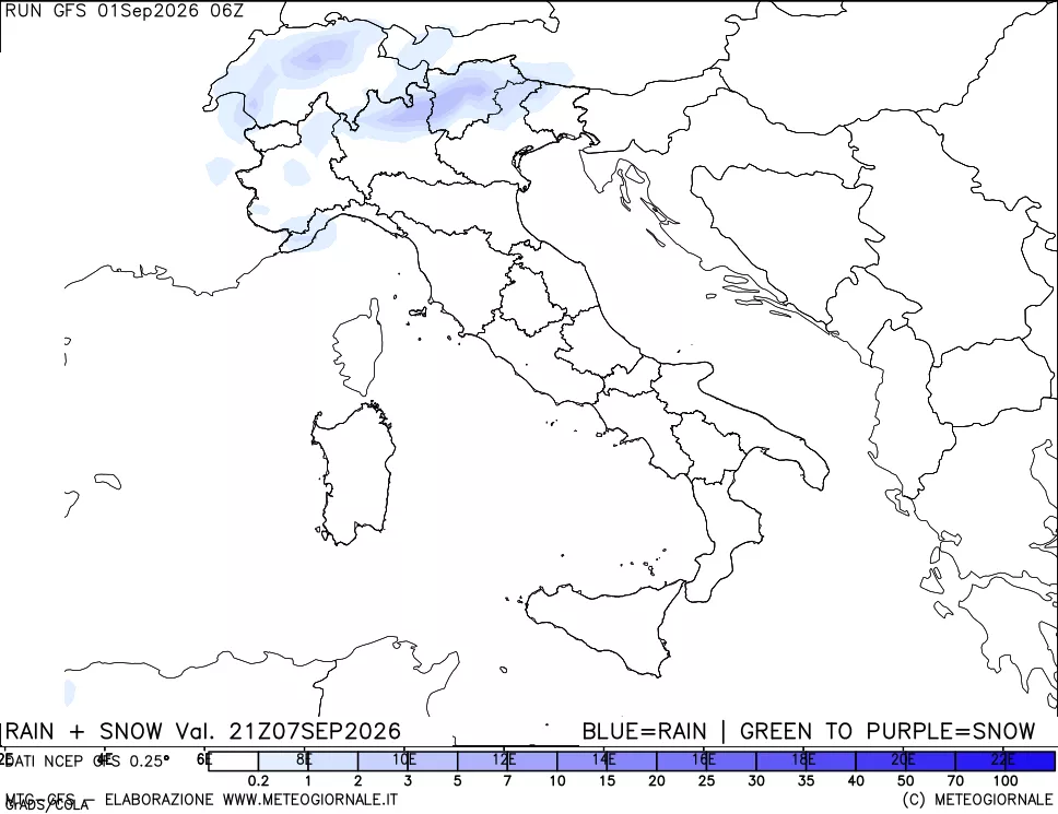 mappa Precipitazioni totali e nevose