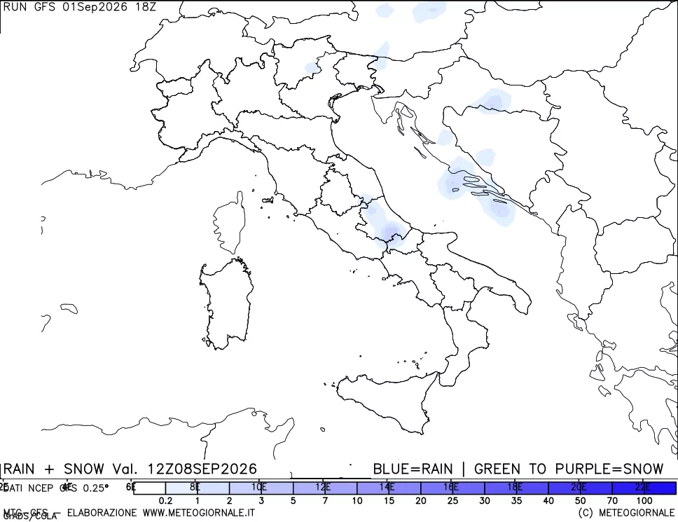 mappa Precipitazioni totali e nevose