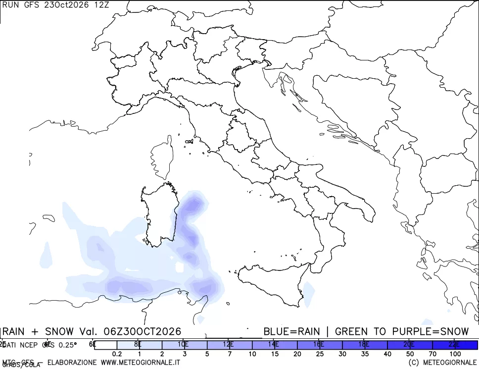 mappa Precipitazioni totali e nevose