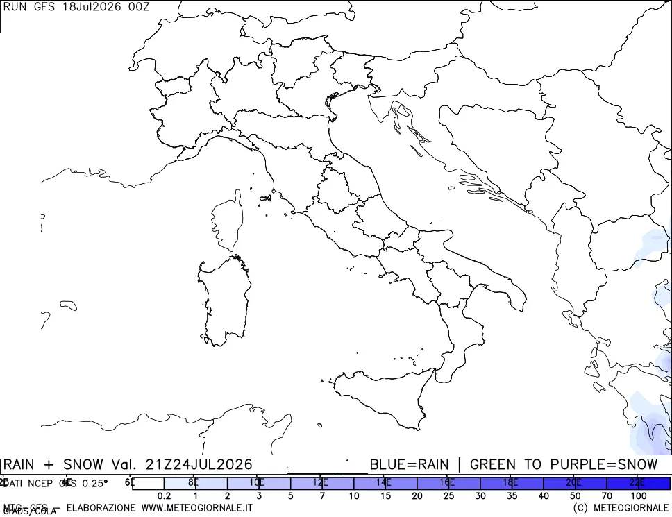 mappa Precipitazioni totali e nevose
