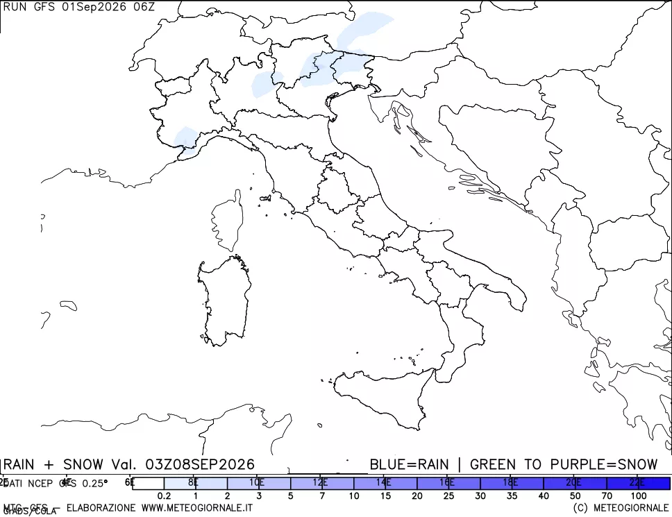 mappa Precipitazioni totali e nevose