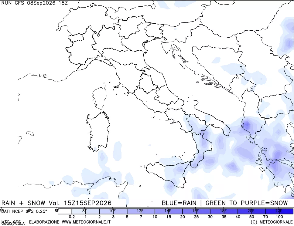 mappa Precipitazioni totali e nevose
