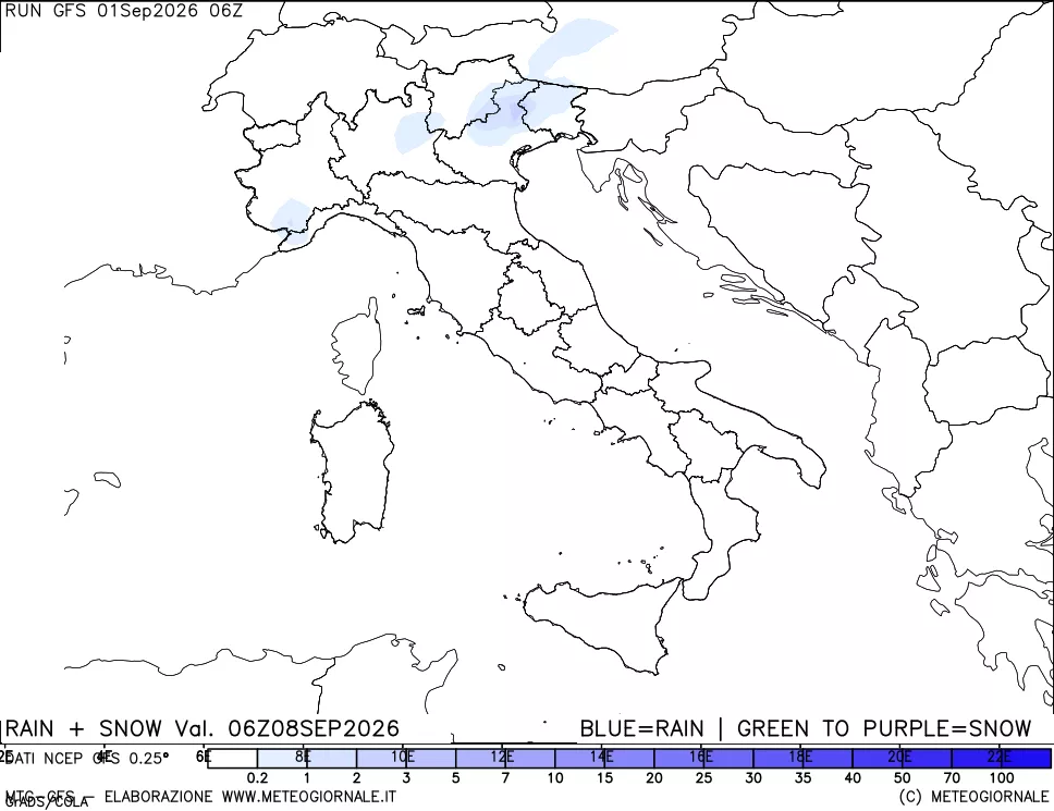 mappa Precipitazioni totali e nevose